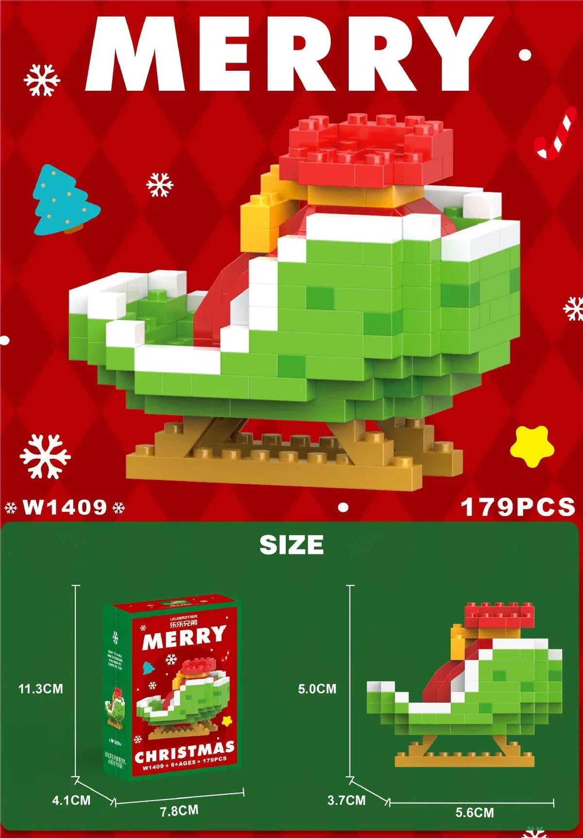 Christmas micro building blocks 2-piece set – craft fun for children