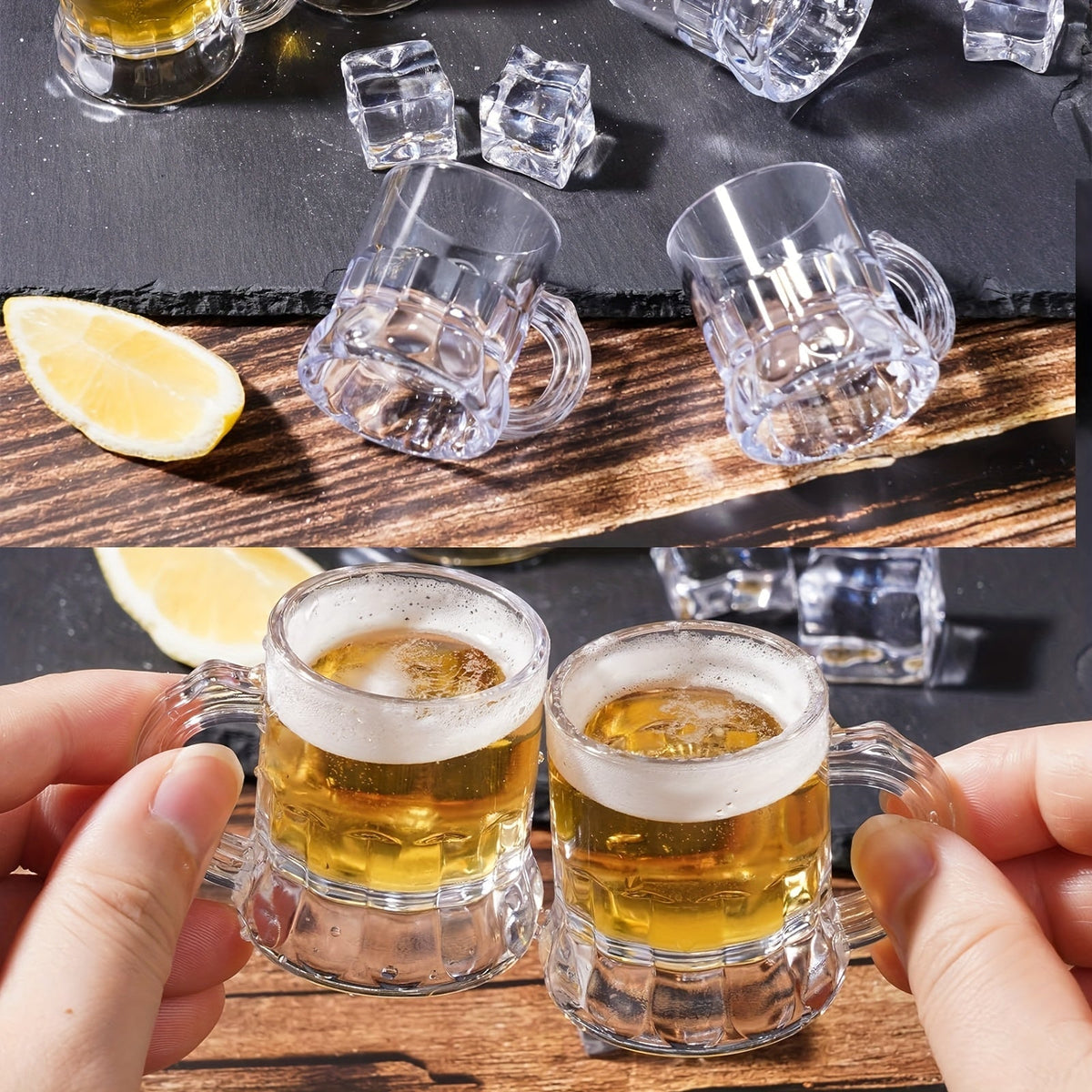 Mini Beer Mug Oktoberfest Shot Glasses, Clear Plastic, 30-Piece Set