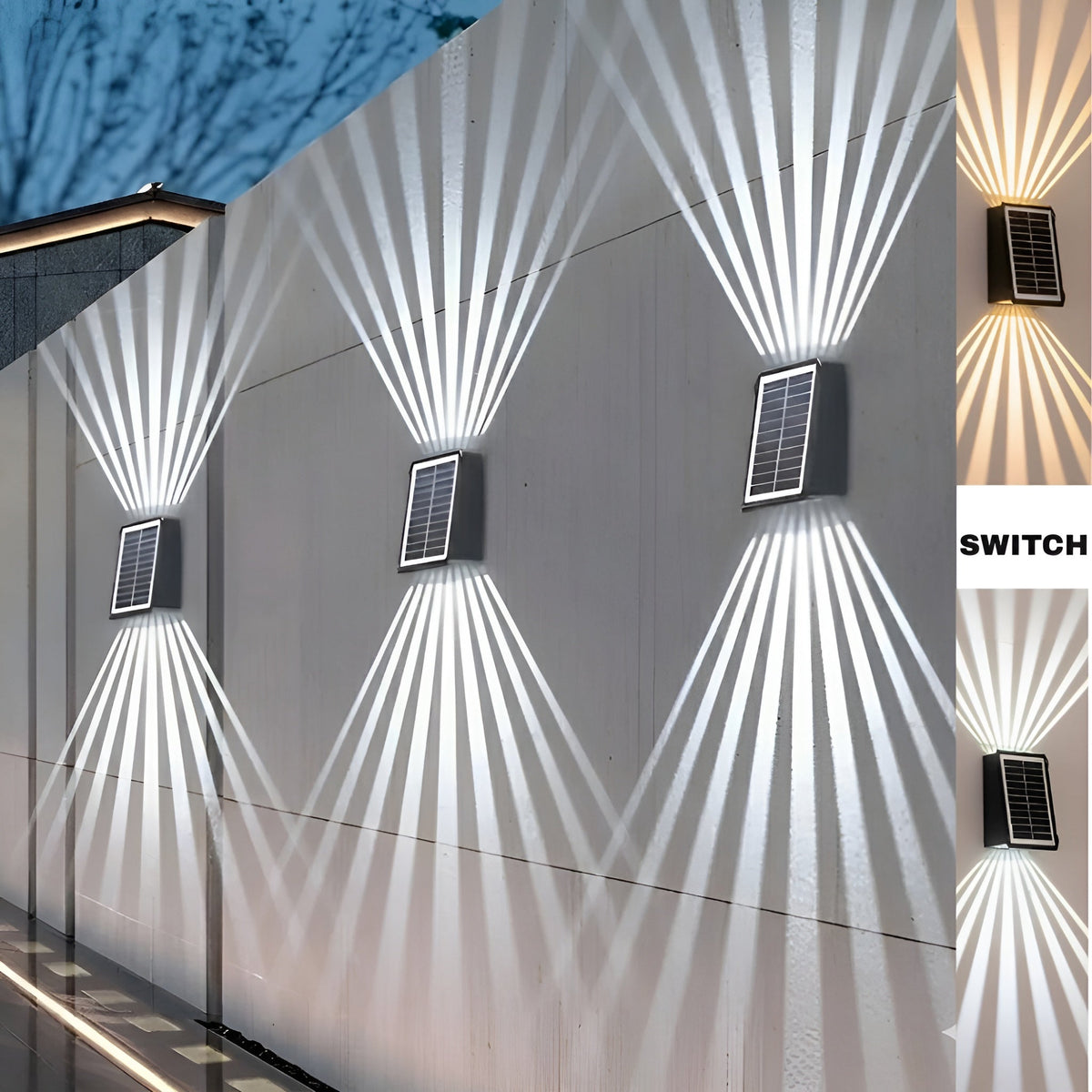 WallLight – Solar-powered LED wall light, double-shaded