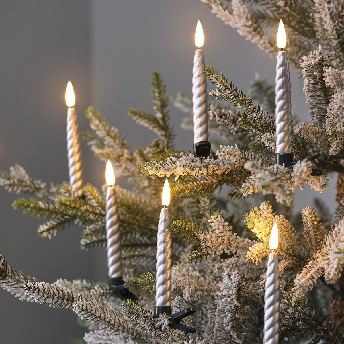 LED Christmas Tree Candles Silver Set – Pack of 10