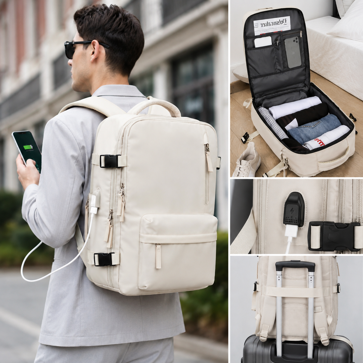 15.6-inch Laptop Backpack – Waterproof with USB Charging Port for Business, University & Travel