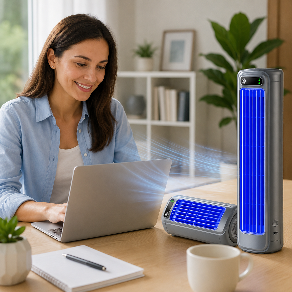 USB Desk Fan – Quiet, Cordless & Rechargeable with Battery for Office & Home Office