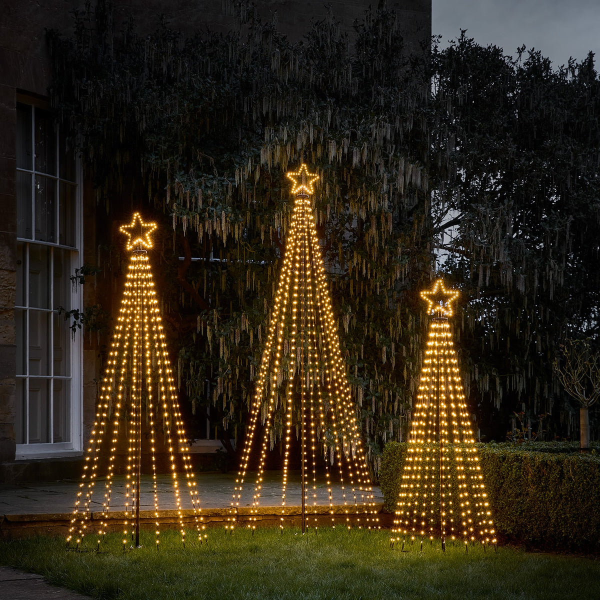 LED Christmas tree for outdoor use, warm white – 1.8 m