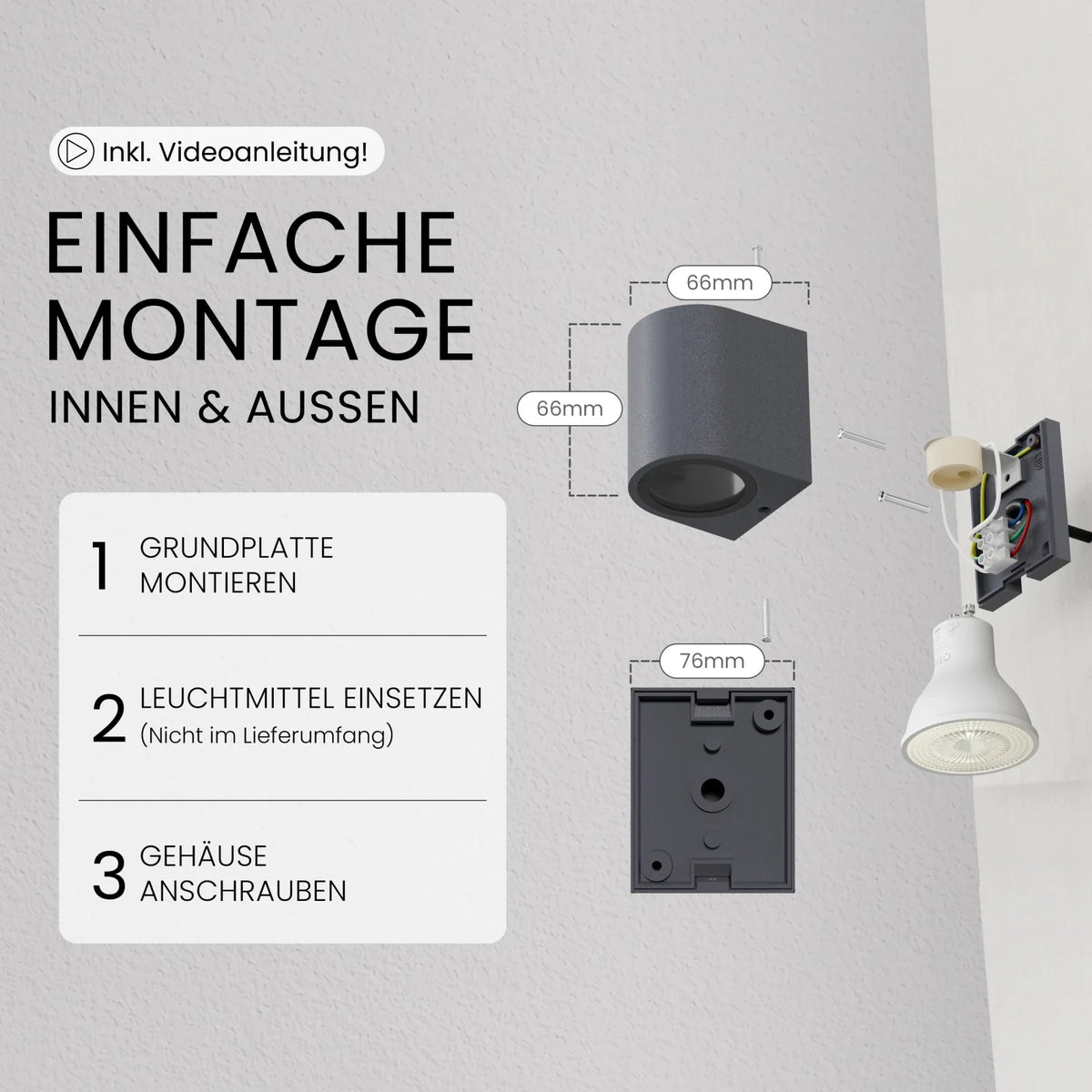 VAYA wall light indoor/outdoor, GU10, IP54