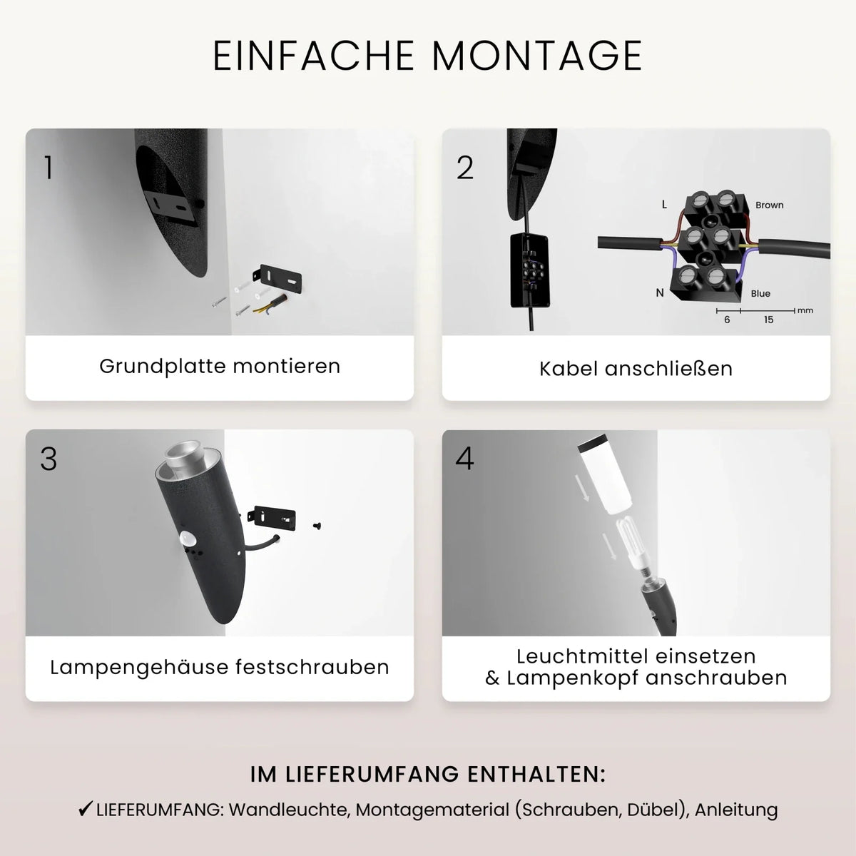 Wandleuchte WAVO mit Sensor bei Nacht leuchtend