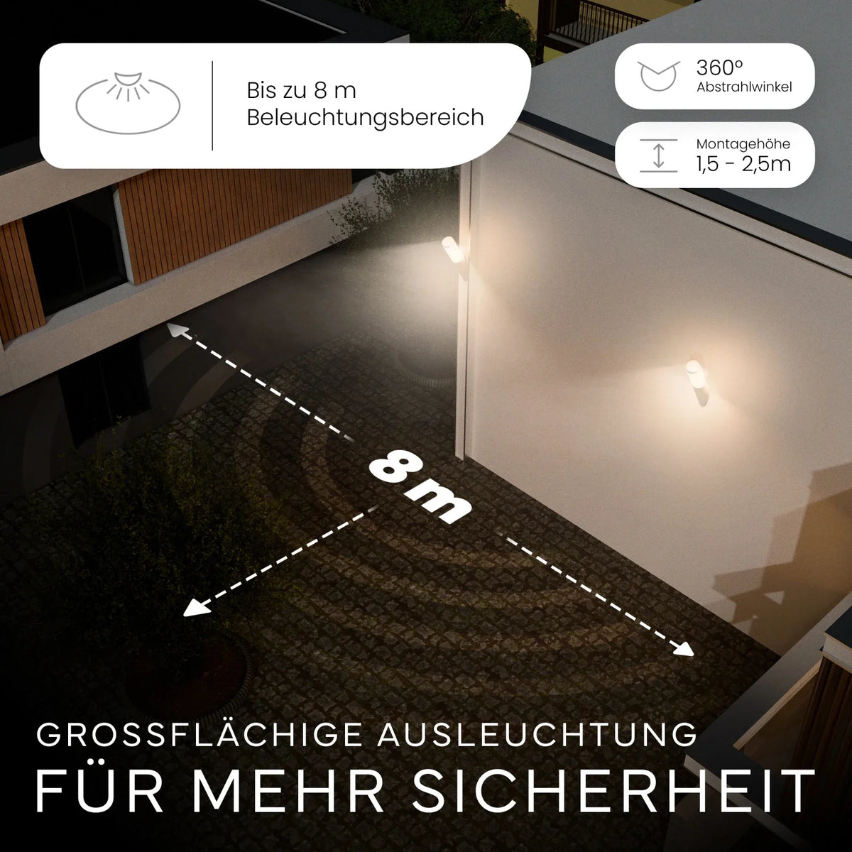 Wandleuchte WAVO am Eingangsbereich installiert