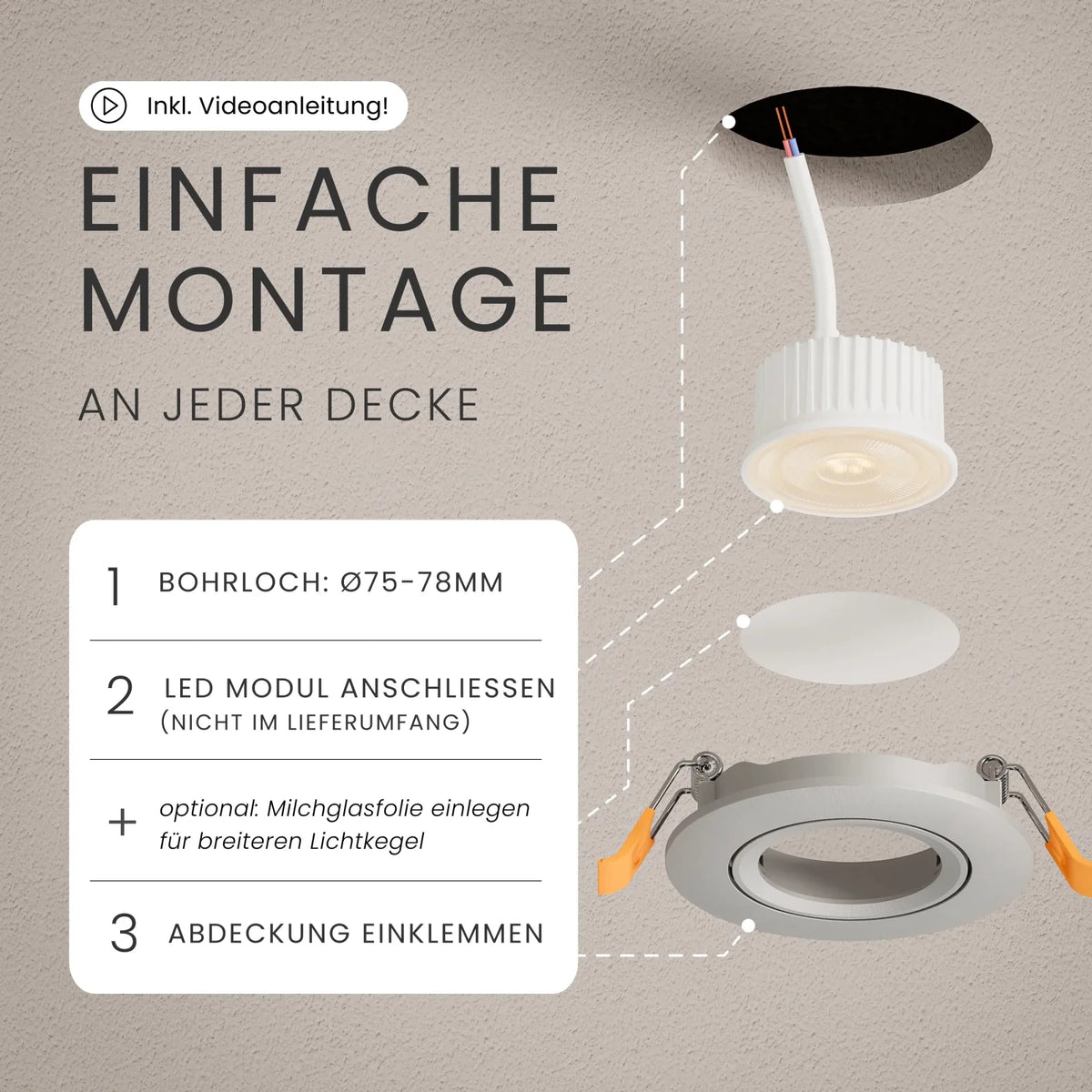 Recessed spotlight NUO adjustable, excluding light source
