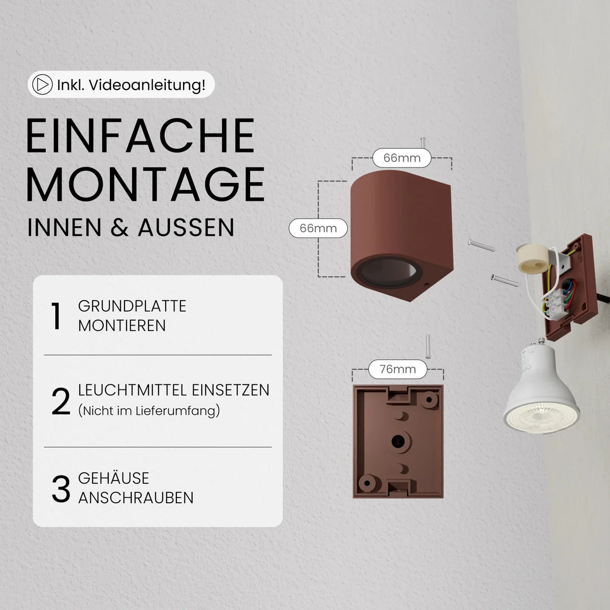 VAYA wall light indoor/outdoor, GU10, IP54