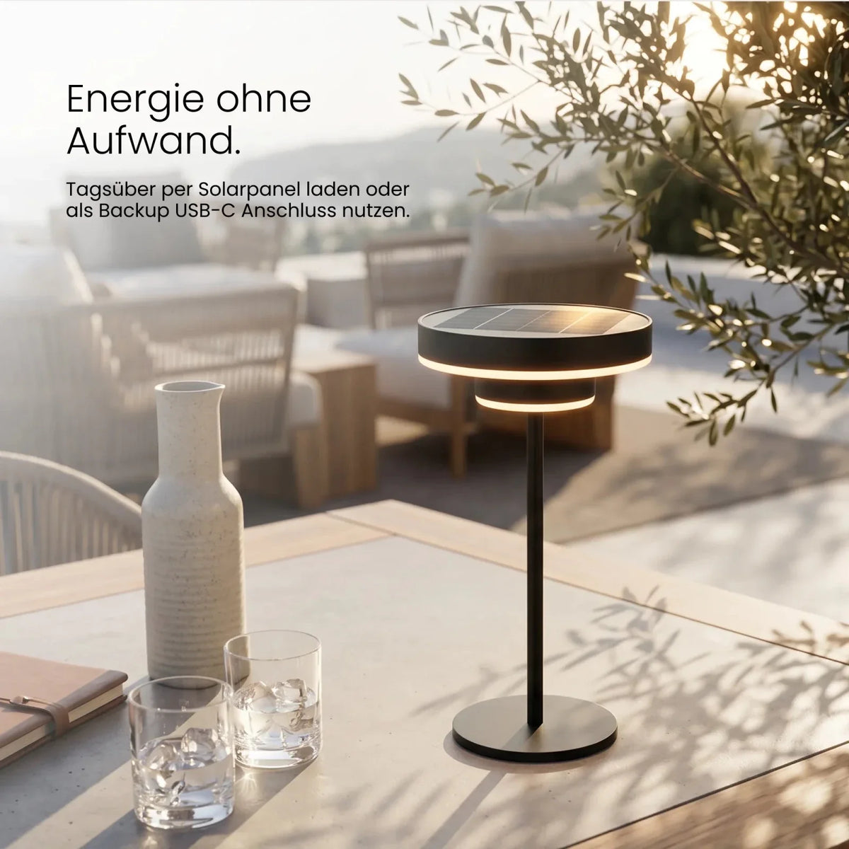 Solar Tischleuchte ELIO Detailansicht Solarpanel