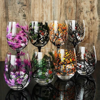 SeasonsGlass Hand-painted Four Seasons Wine Glass