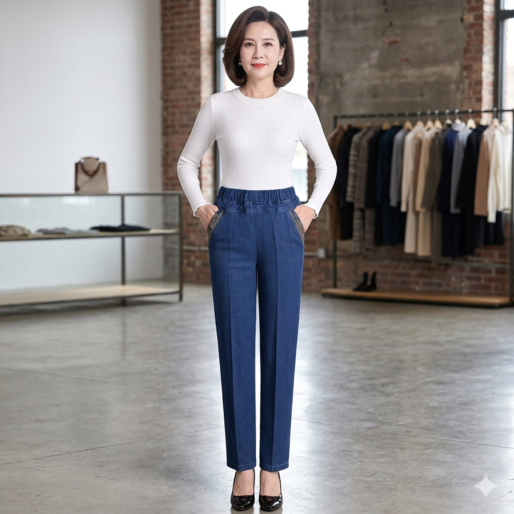 CasualJeans High-Waisted Straight-Leg Stretch Jeans