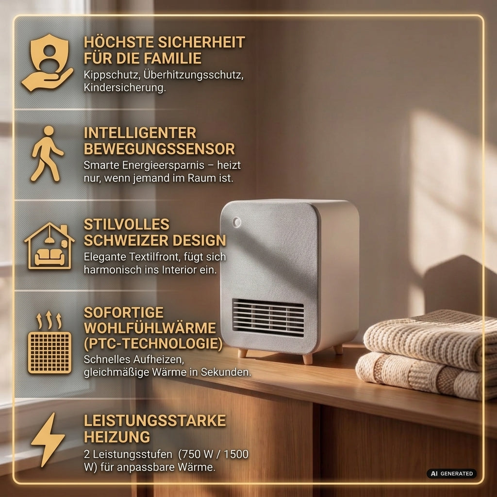 Apus Ceramic Fan Heater with Motion Sensor