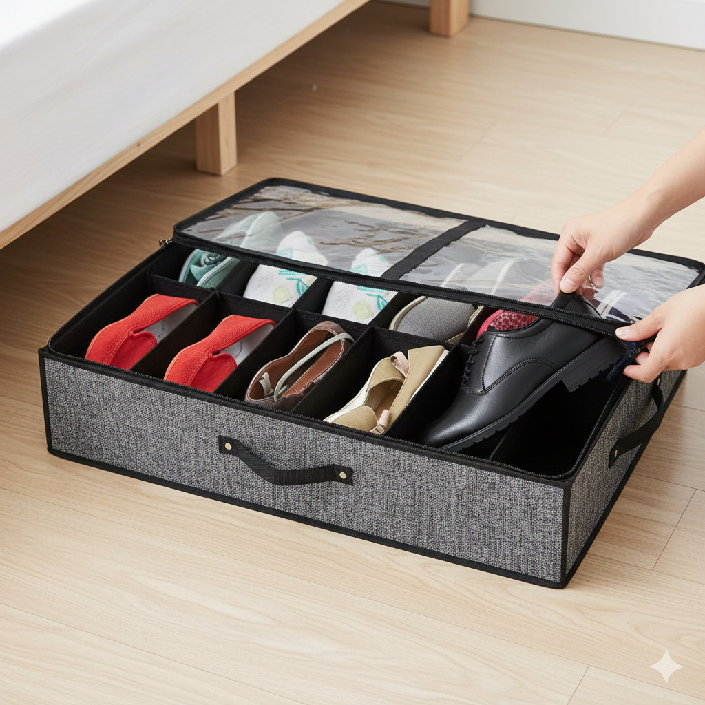 FootwearOrganizer Shoe Organizer With Dust Cover, For Multiple Pairs