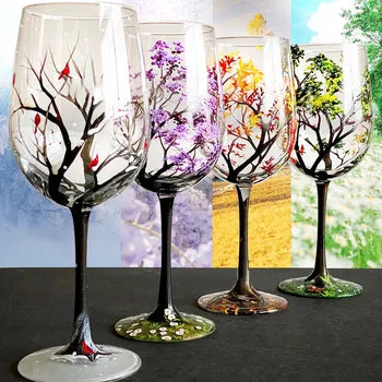 SeasonsGlass Hand-painted Four Seasons Wine Glass