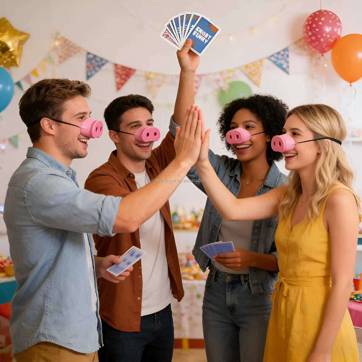 SnortBurst Party Game With Squeaky Pig Noses