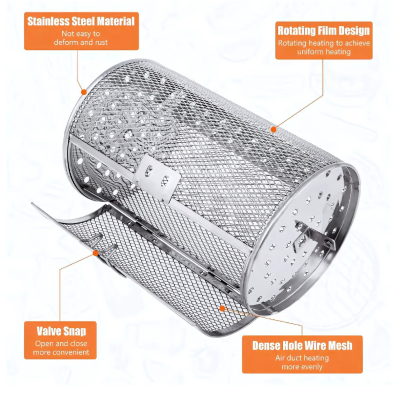 RotatingGrill – Rotating stainless steel roasting and grilling cage