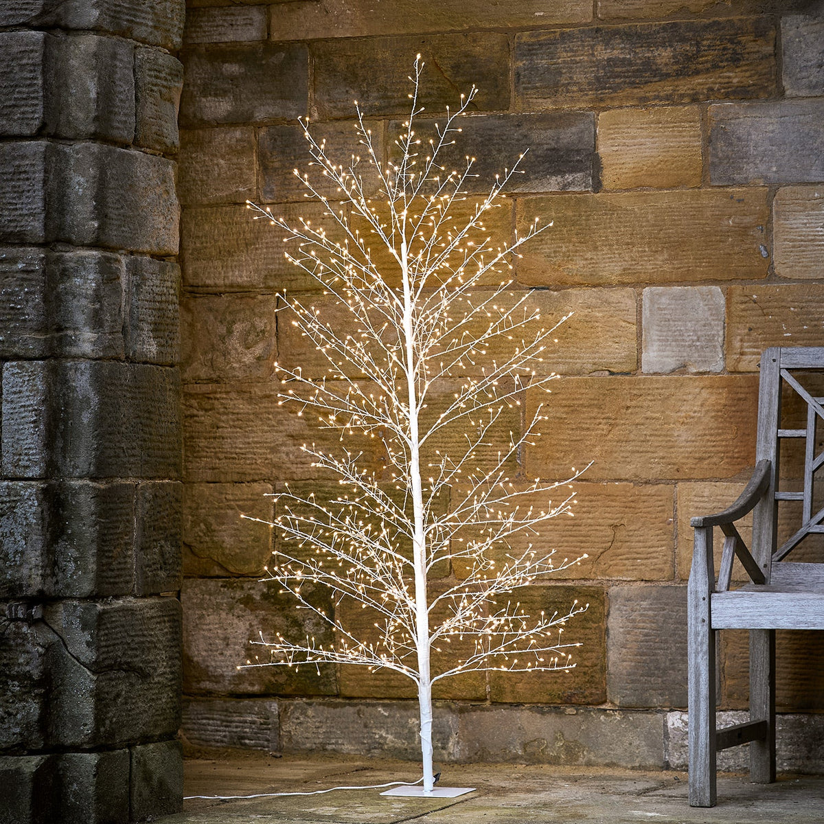 White wire Christmas tree outdoor warm white – 1.5 m