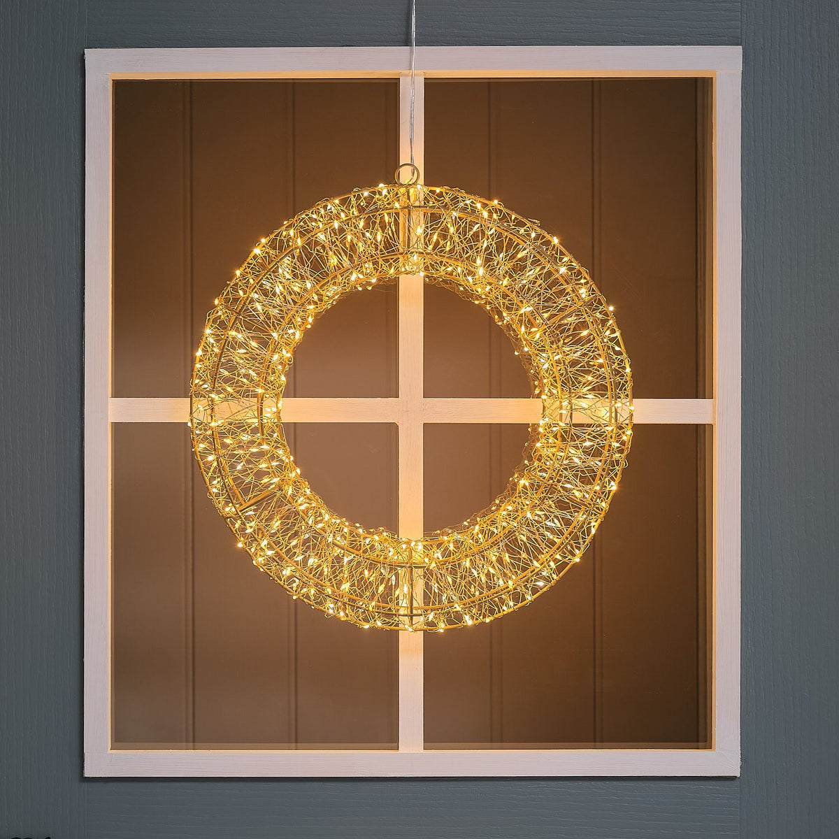 LED Christmas Wreath Gold Outdoor – 38 cm Micro-LEDs