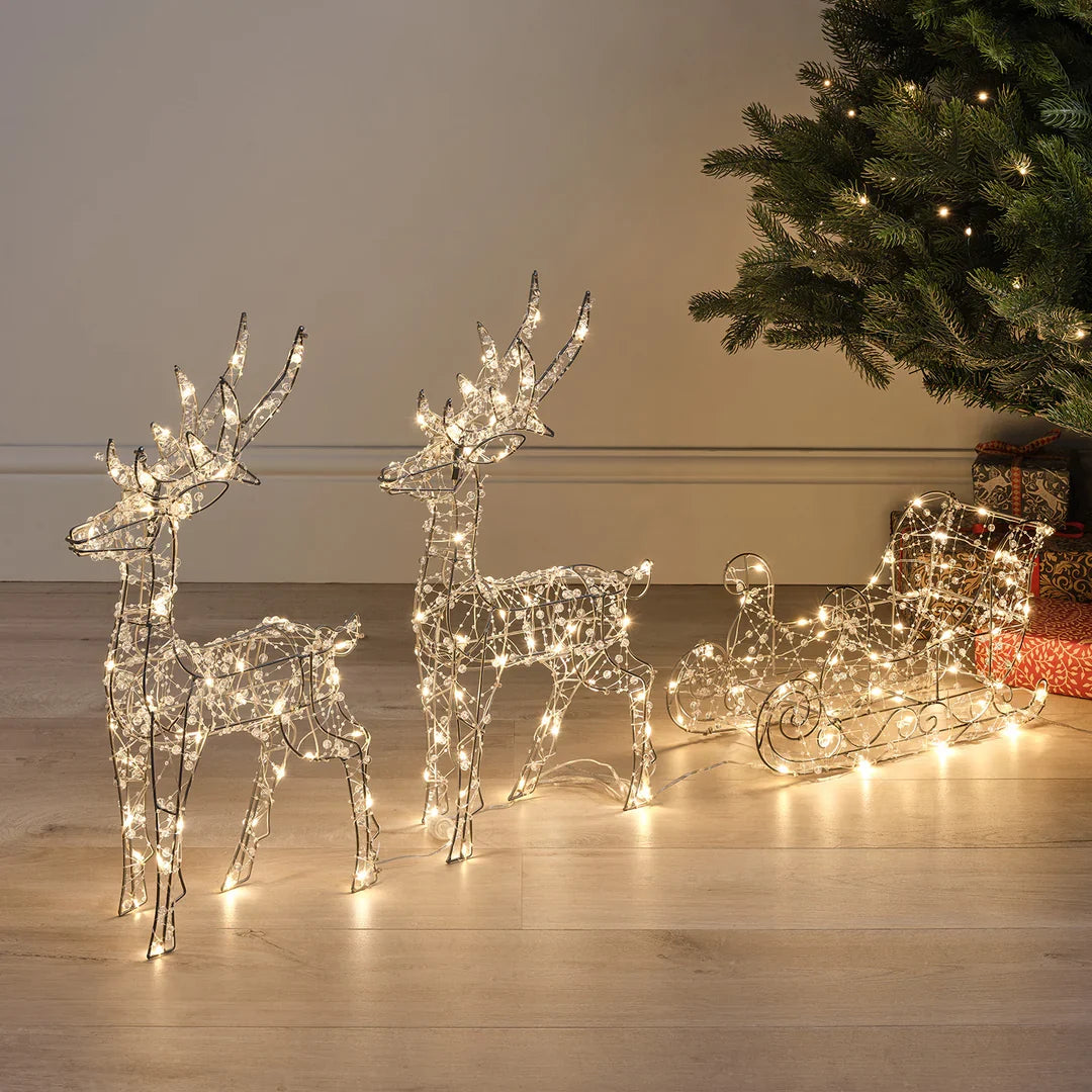 LED Reindeer with Sleigh – Outdoor Christmas Decoration 150 LEDs