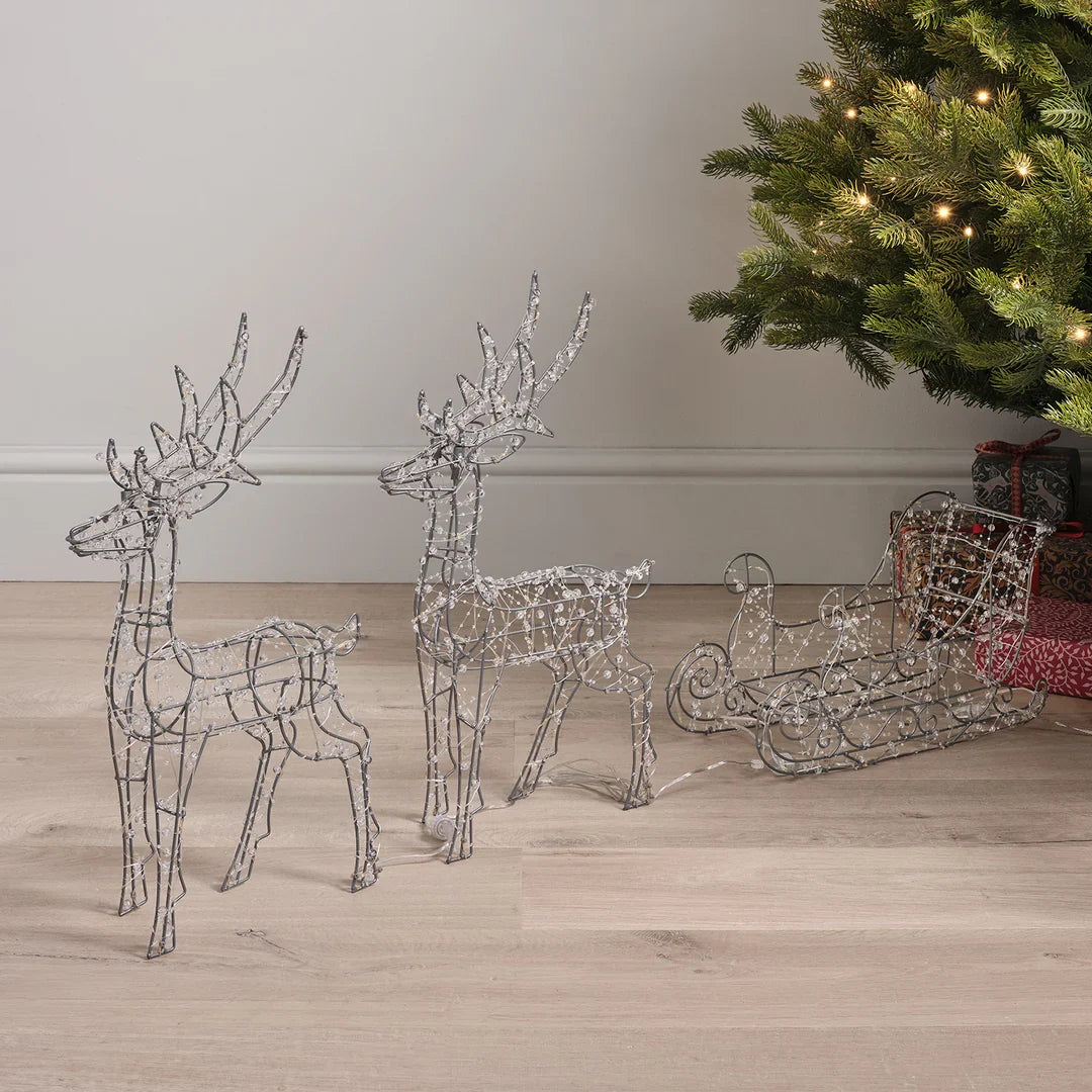 LED Reindeer with Sleigh – Outdoor Christmas Decoration 150 LEDs
