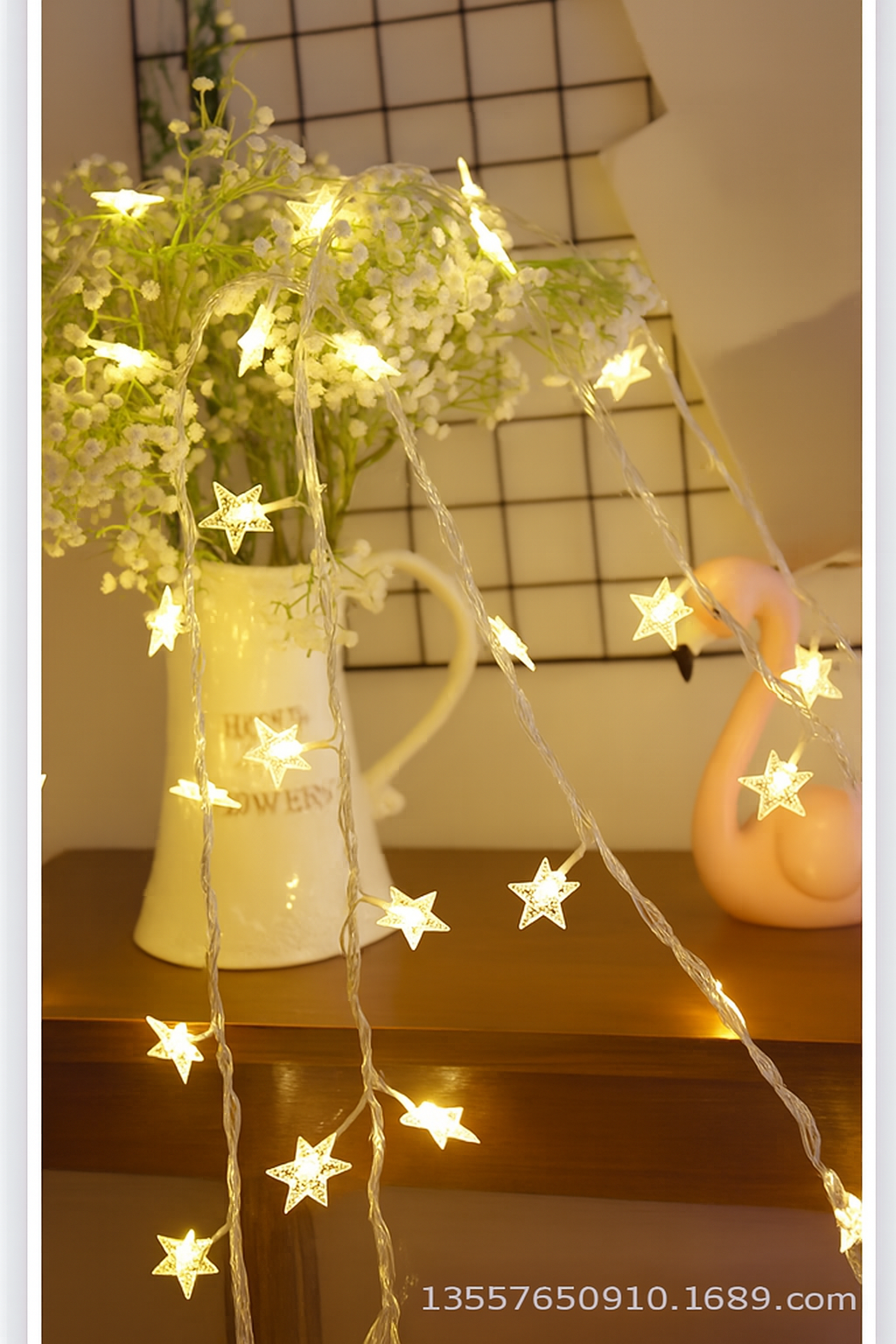 LED Star String Lights – Flexible Silver Wire, Warm White
