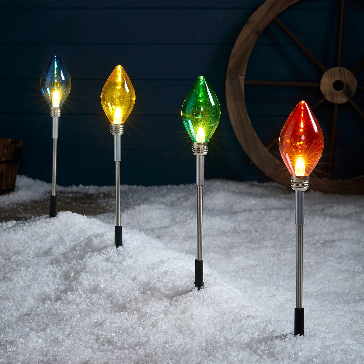 LED Icicle Light Set Multicolor Christmas Decoration Outdoor – 4-Pack