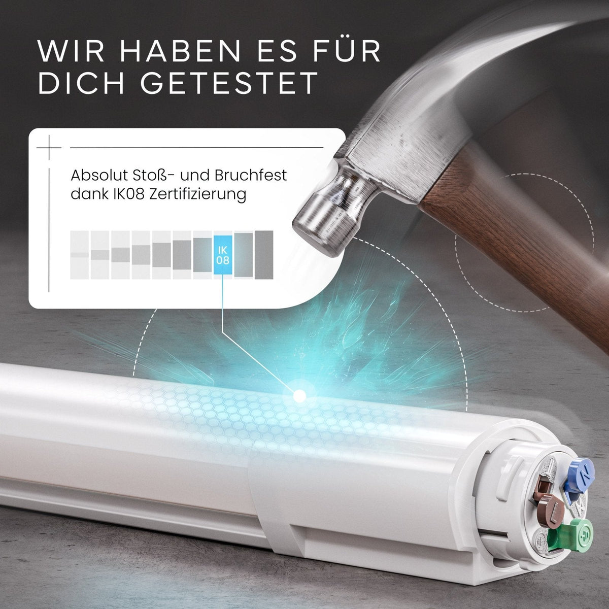 LED Feuchtraumleuchte SLIM Lichtwirkung im Keller