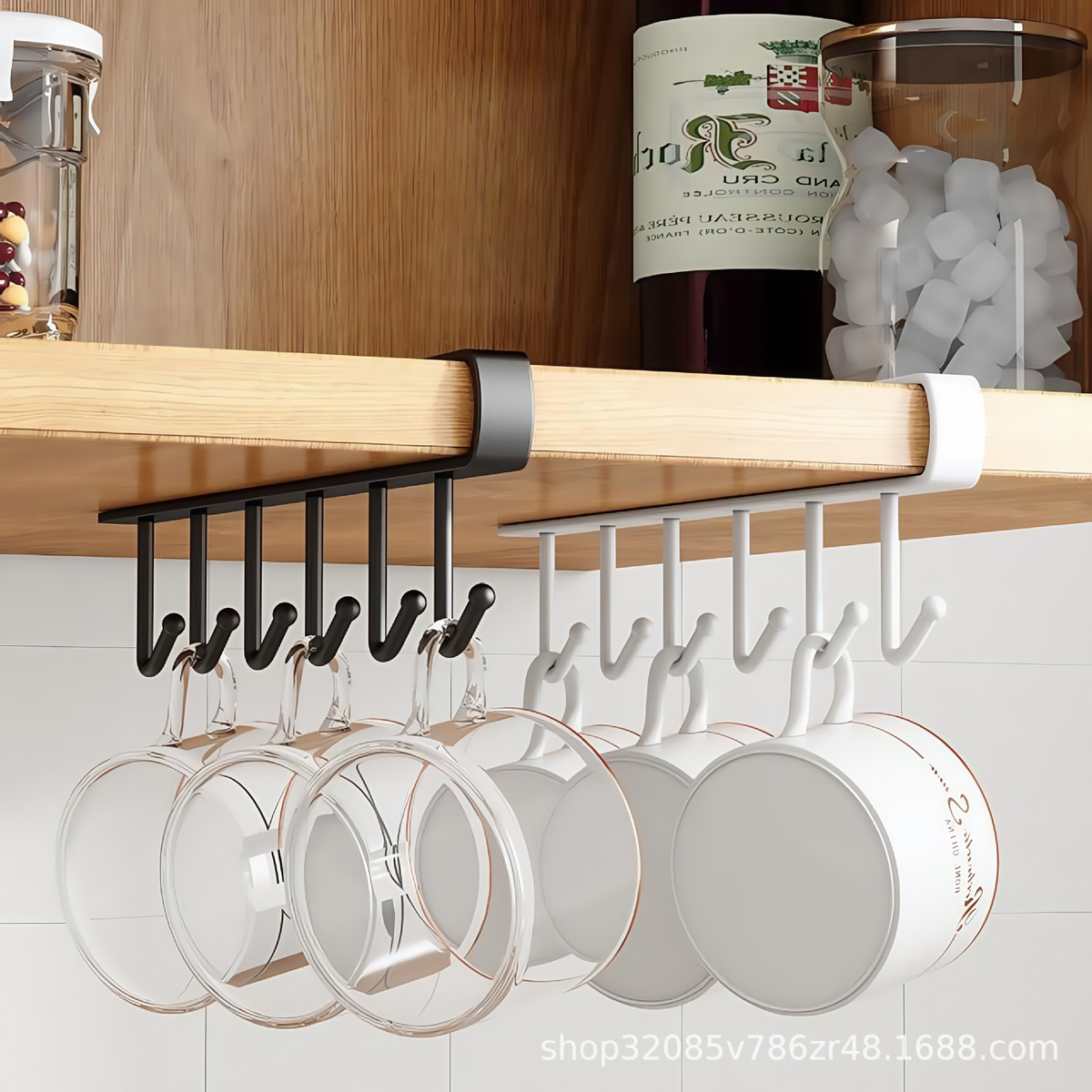 ShelfHooks – Hanging rack with 6 hooks for kitchen and wardrobe, set of 2