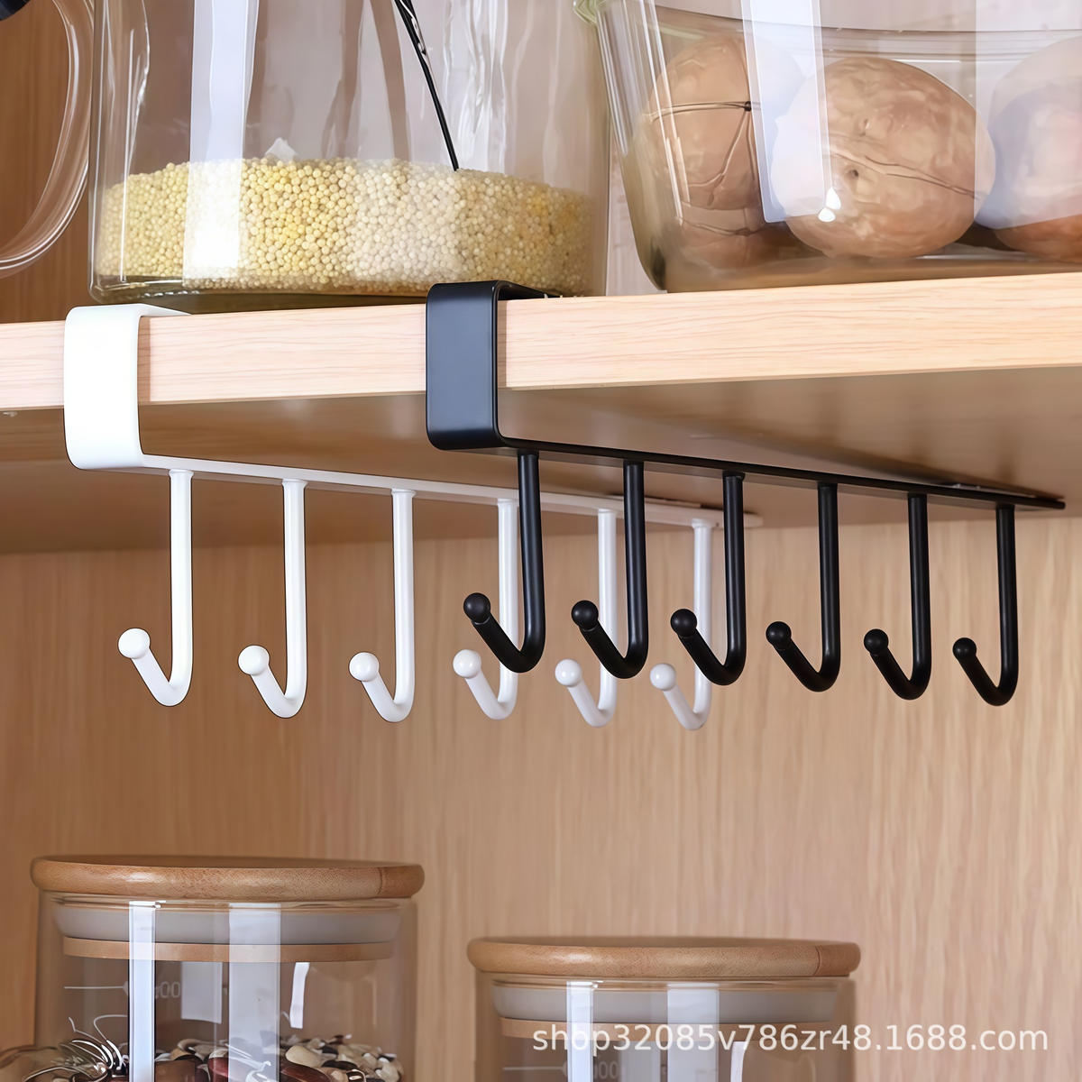 ShelfHooks – Hanging rack with 6 hooks for kitchen and wardrobe, set of 2