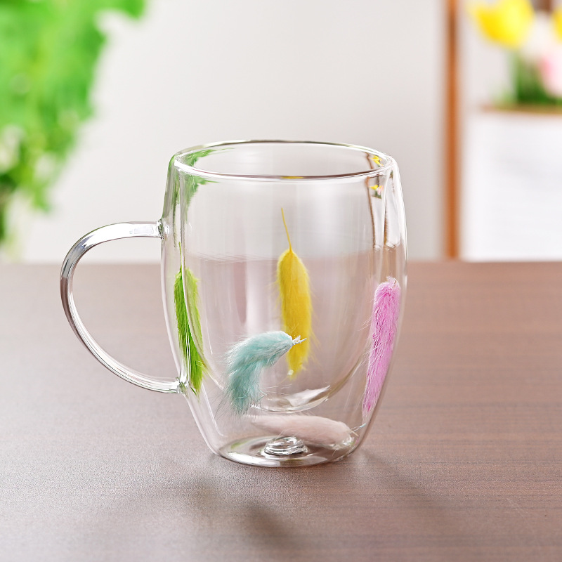 CrystalMug Double-Walled Glass, Insulated Coffee Mug