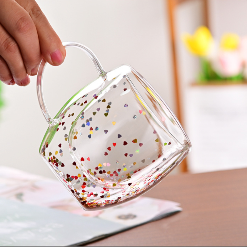 CrystalMug Double-Walled Glass, Insulated Coffee Mug
