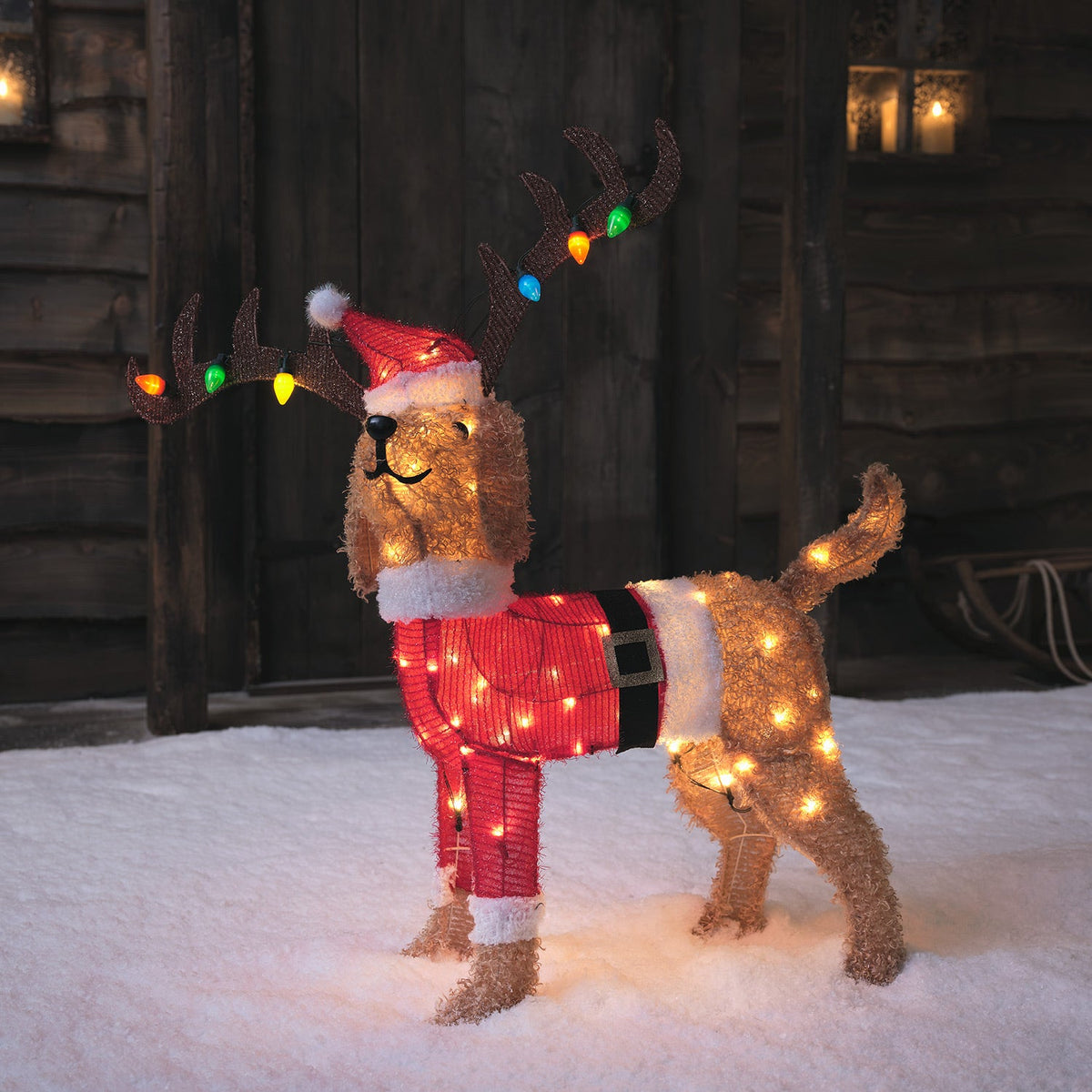 LED Christmas figure dog Berry – outdoor 80cm