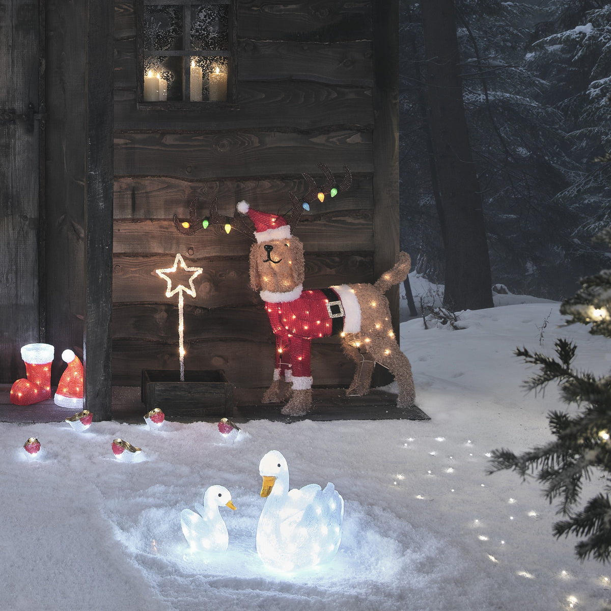 LED Christmas figure dog Berry – outdoor 80cm