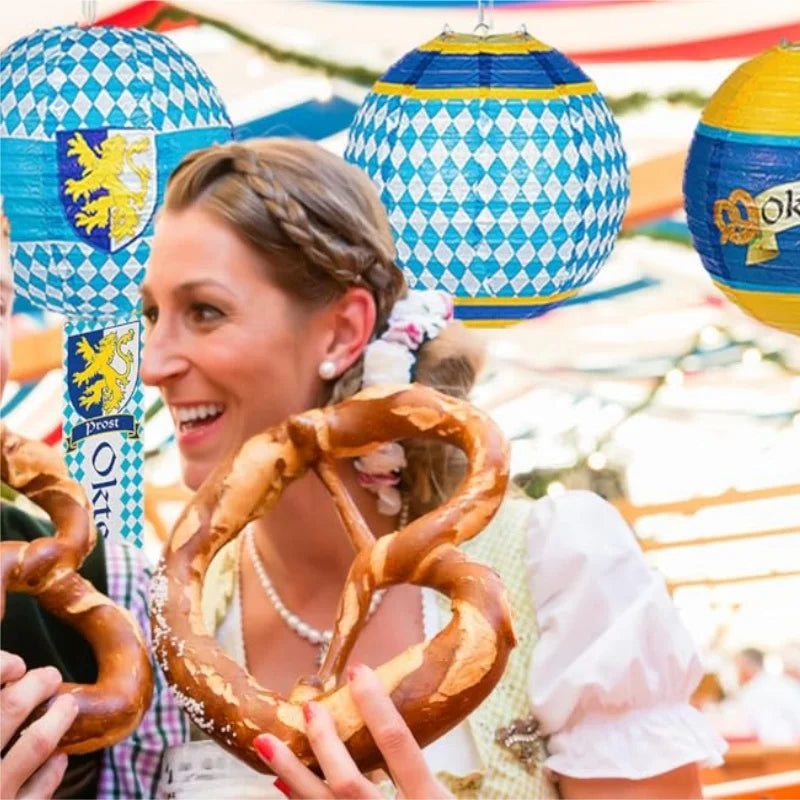 Oktoberfest paper lantern set, diamond pattern, 3-piece