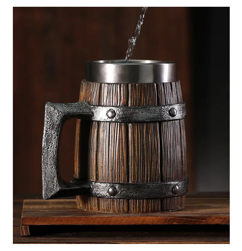 Wooden beer mug Oktoberfest, stainless steel insert 600ml