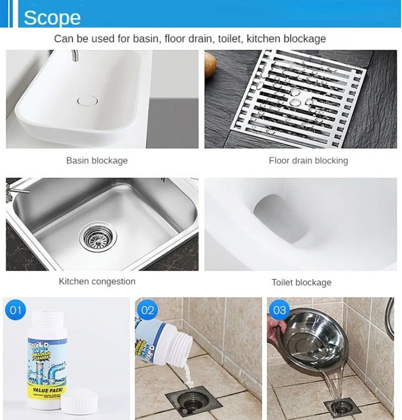 PipeCleaner Drain Cleaning Powder for Sinks and Drains