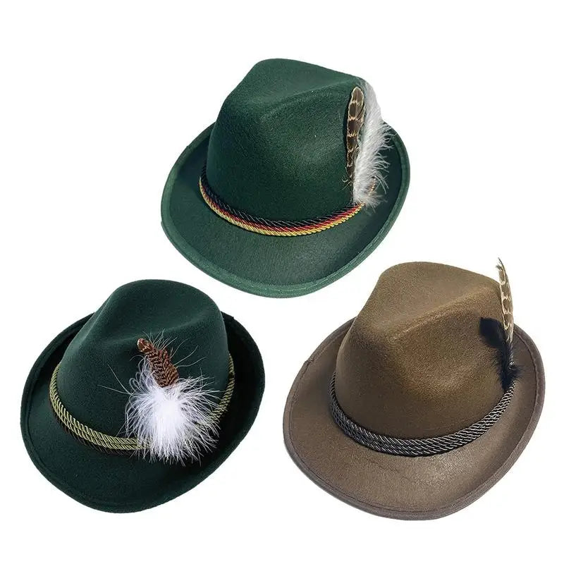 Bavarian traditional Oktoberfest Alpine hat, with feather