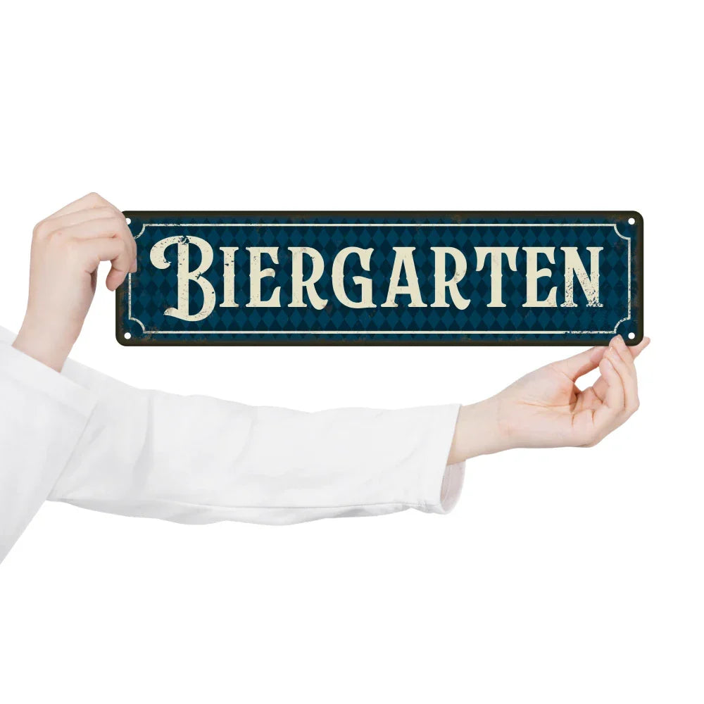 Vintage metal sign beer garden Oktoberfest, beer garden gate