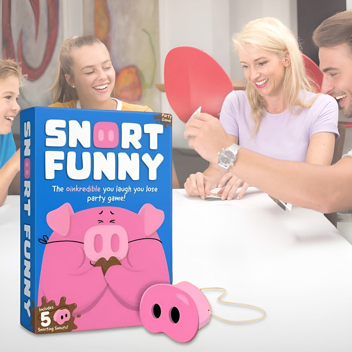SnortBurst Party Game With Squeaky Pig Noses