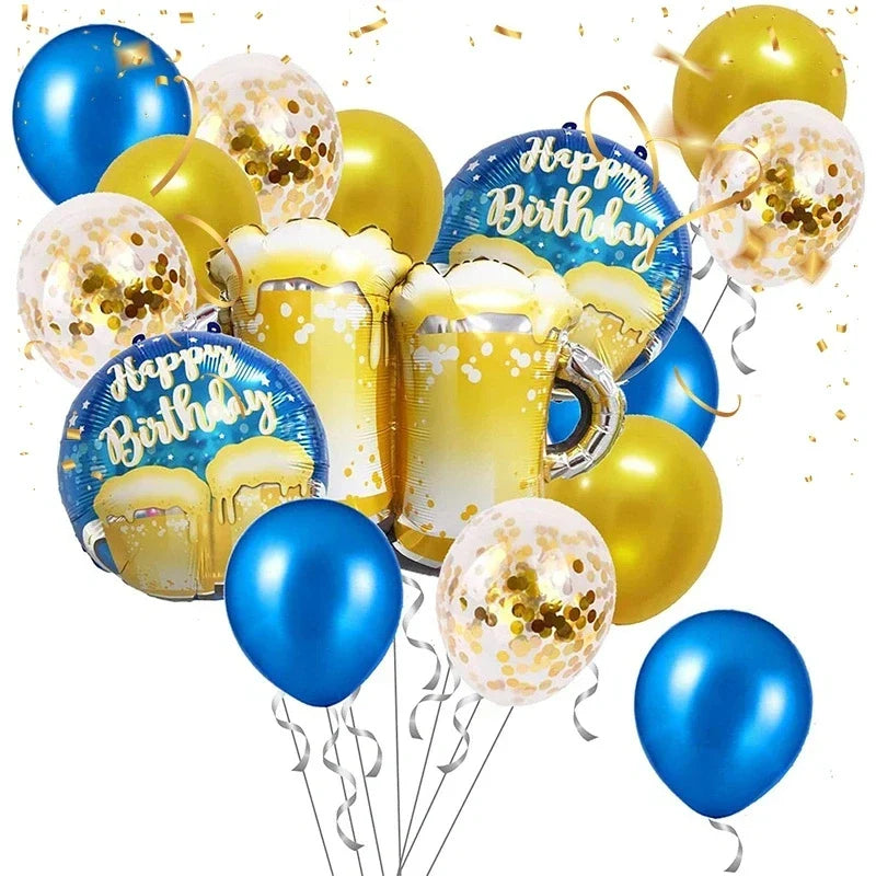 Oktoberfest Balloon Set Beer Mug Design, 16-piece