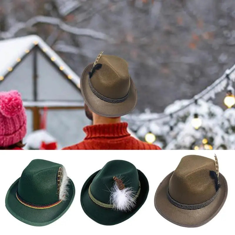Bavarian traditional Oktoberfest Alpine hat, with feather