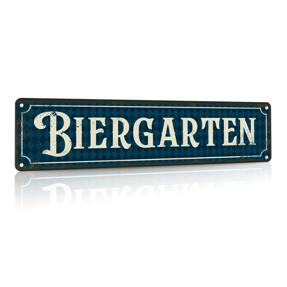 Vintage metal sign beer garden Oktoberfest, beer garden gate