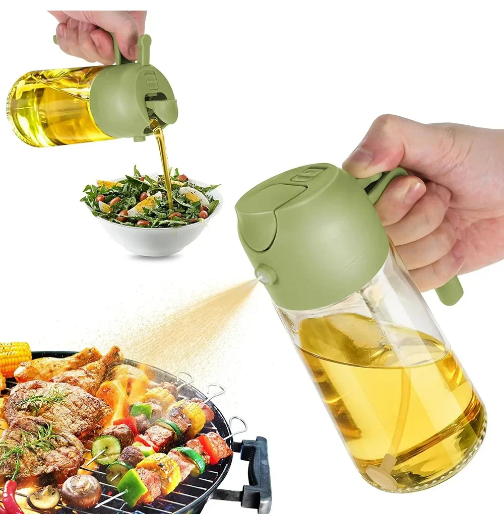 Oil Dispenser 2-in-1 Glass Dispenser for Spraying and Pouring