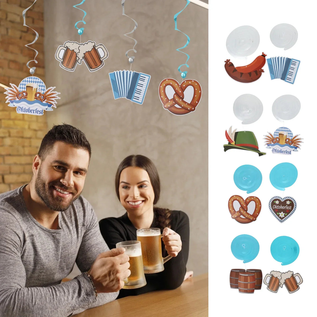 Oktoberfest Hanging Decoration Set, 60 pieces