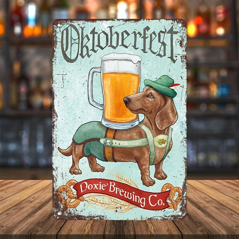 Vintage metal sign Oktoberfest, WiesenDackel wall decor