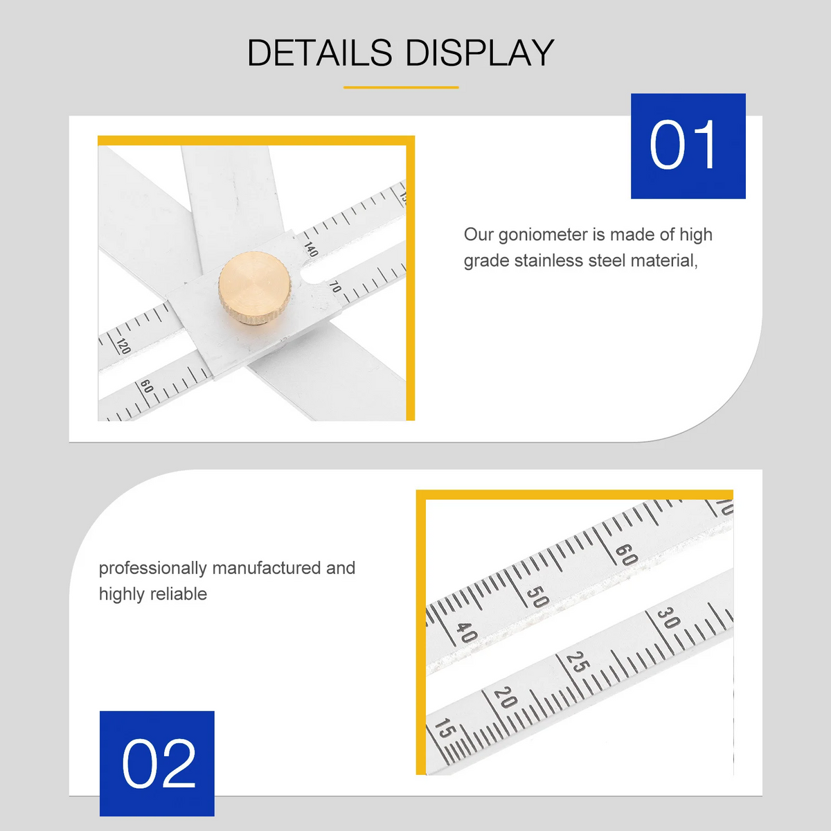 PrecisionRuler Precision Angle Ruler Made of Metal, for Construction and Woodworking