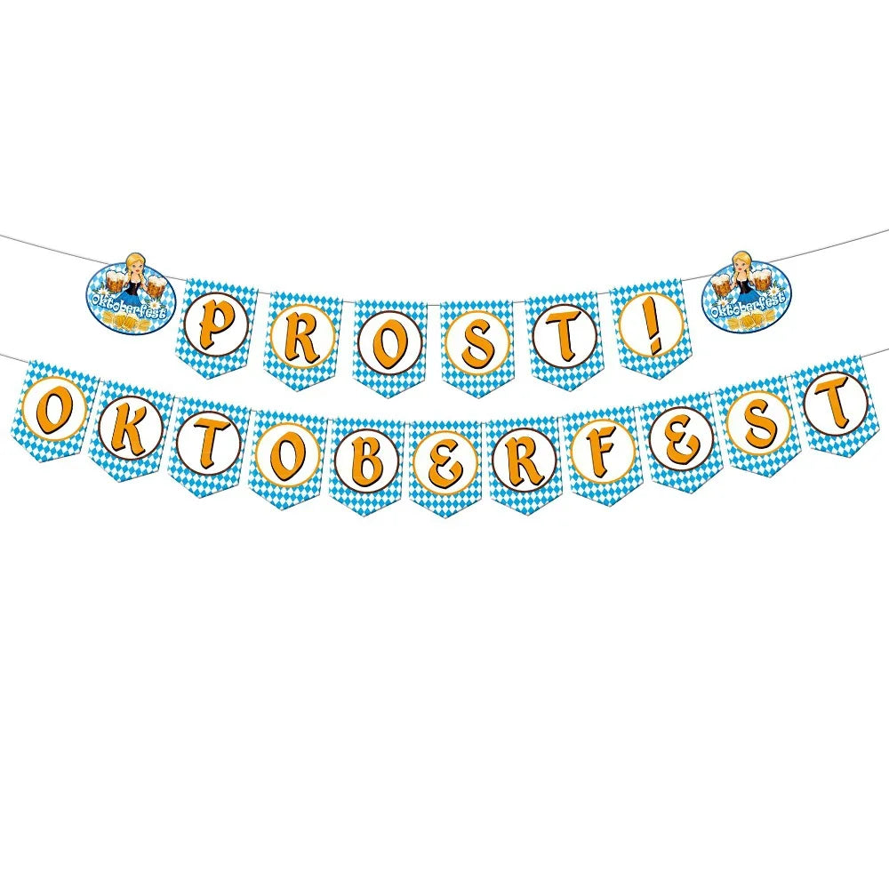 Oktoberfest paper pennant banner, DIY set diamond pattern