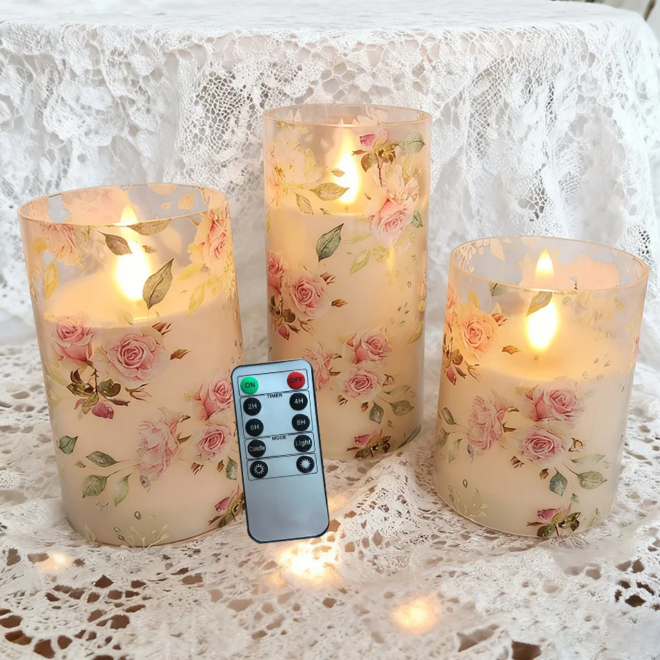 FloralCandle – LED candle set in floral design, with remote control