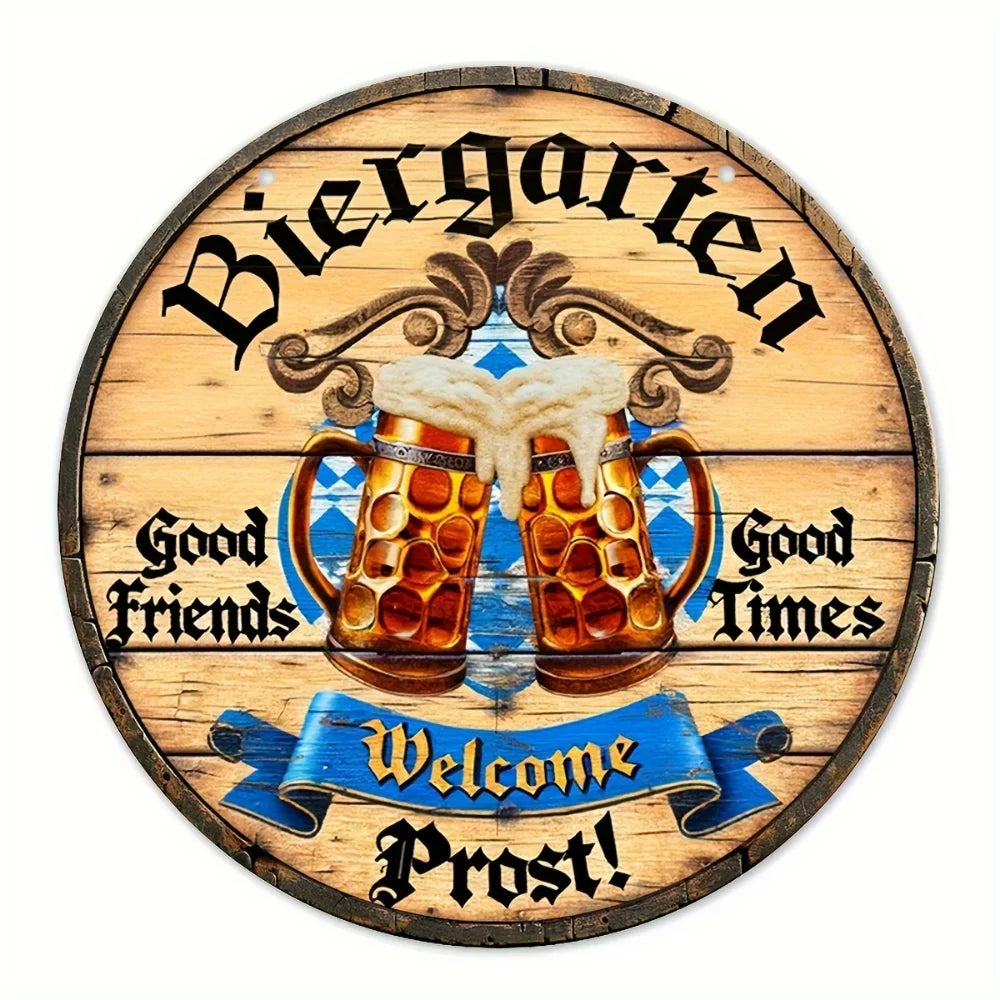 Metal wall sign beer garden Oktoberfest, cheers decor