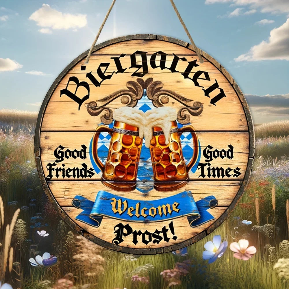 Metal wall sign beer garden Oktoberfest, cheers decor